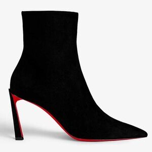 Christian Louboutin Condora Booty 85 Black Suede Pointed Ankle Heel Boot 36.5